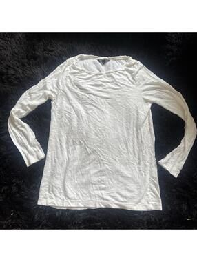 Banana Republic White Slub Knit Long Sleeve Tee Shirt Crew Neck Large L